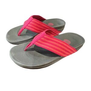 FitFlop Women's Surfa Flip Flop Sandals  Size US 10  Coral & Pink  Comfort Beach